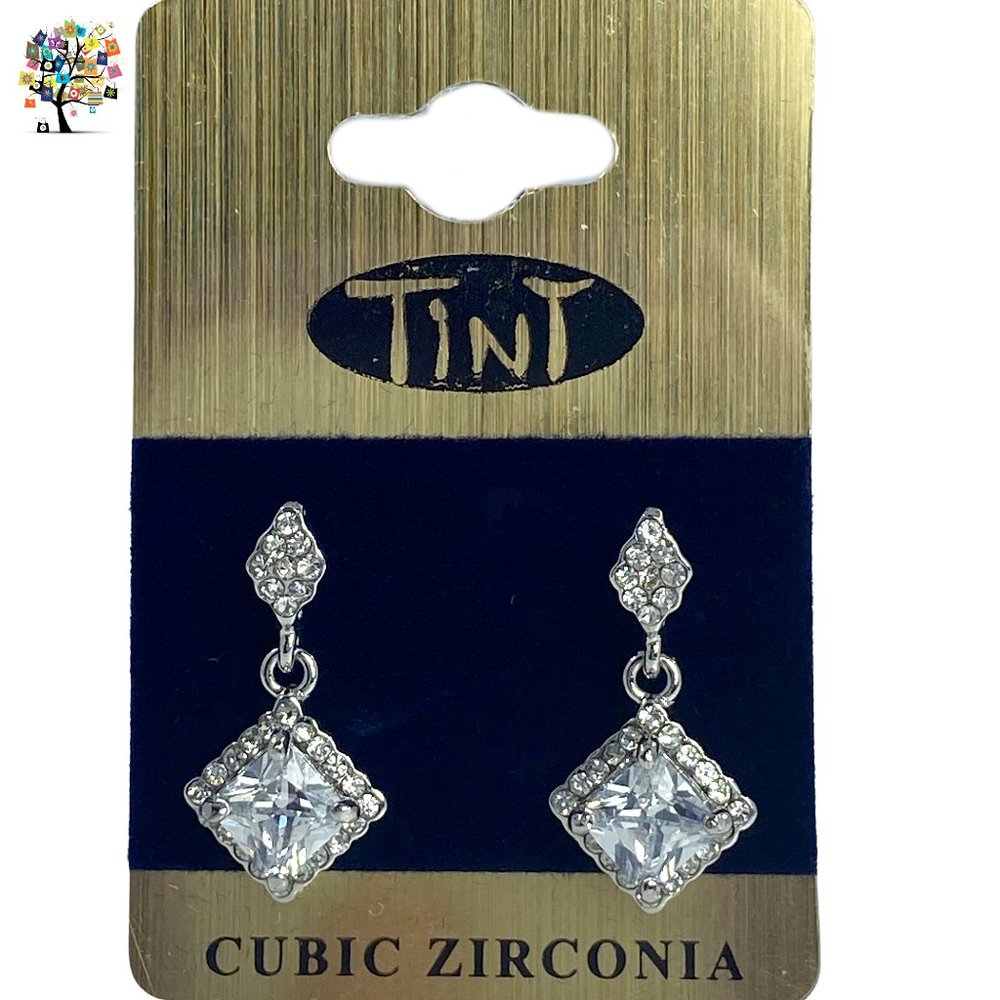 Cubic Zirconia Earrings Drop Stud